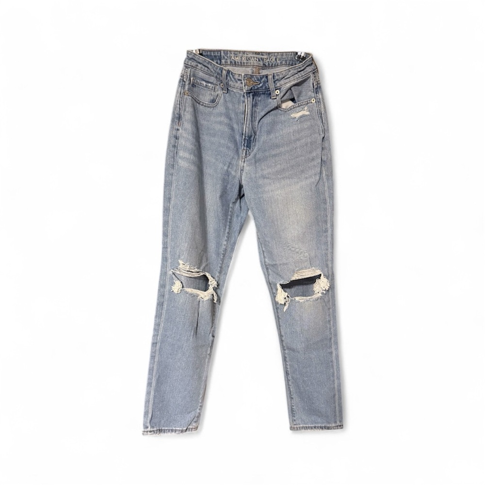 American Eagle Outfitters Distressed Blue Mom Jeans